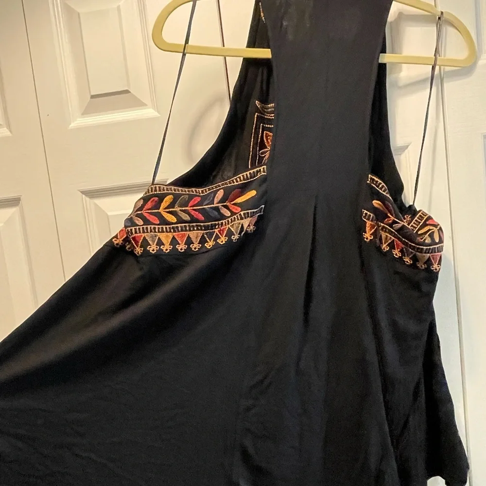 Free People Black and Gold Embroidered Tank Top - Picture 3 of 6